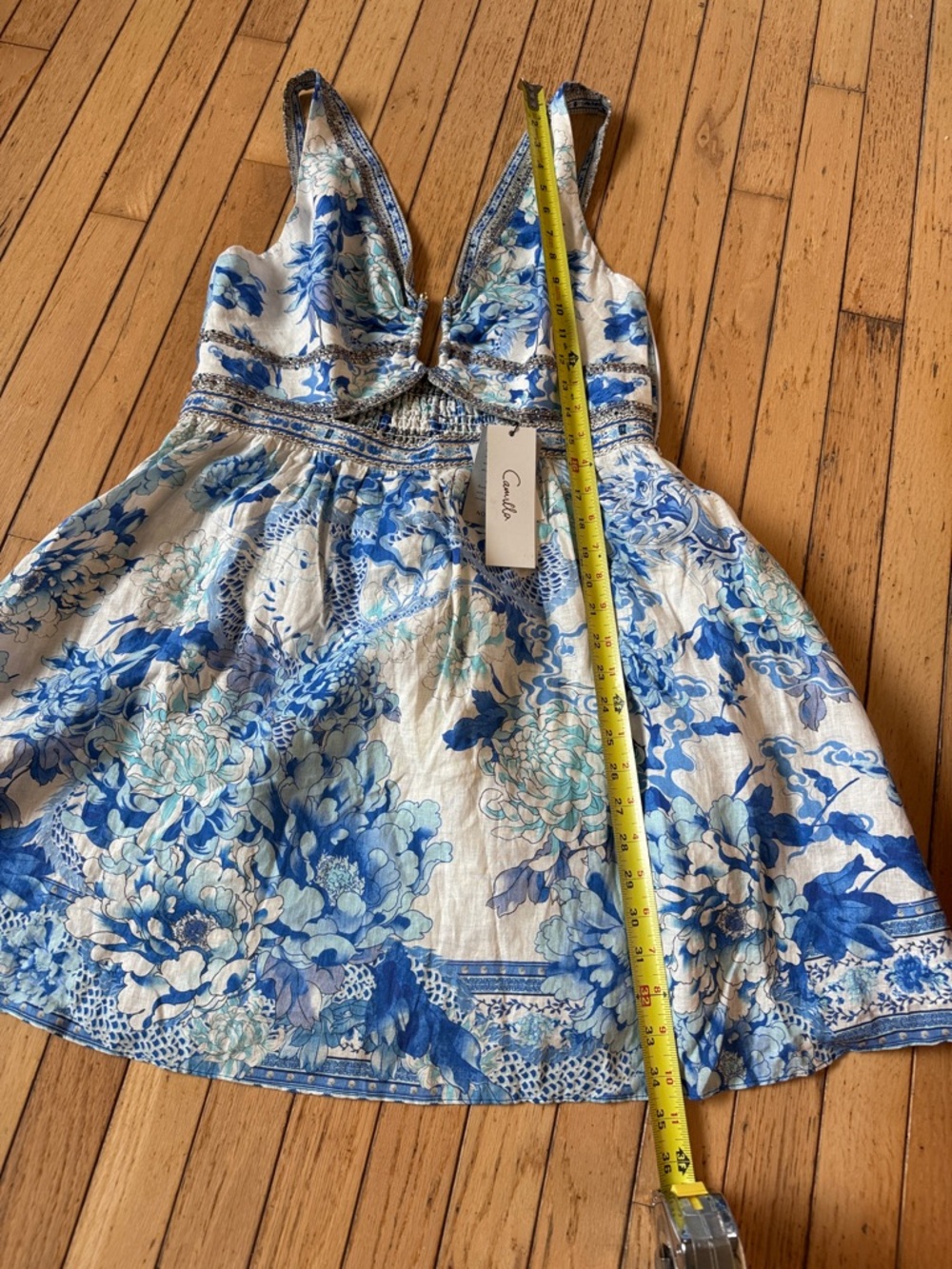 Camilla Blue🩵 and White Floral Cutout Mini Dress - Picture 10 of 12